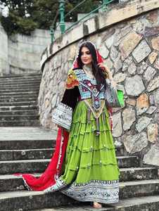 Nouveau dernier moderne Afghan Vintage bohème poids lourd genou longueur a-ligne Silhouette robe en dentelle florale couleurs personnalisables 100% - Product Image 5