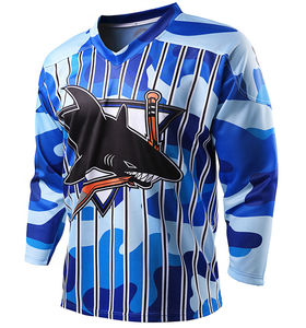 Maillot et chaussettes de hockey sur glace sublimés personnalisés Logo de l'équipe personnalisé Maillot de hockey en sergé rayé - Product Image 3