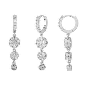Boucles d'oreilles pendantes élégantes en argent plaqué, diamants naturels taille brillant, qualité export, certifiées IGI, pour mariages, soirées et événements festifs - Product Image 2