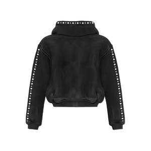 Sweat-shirts à capuche unisexes en molleton épais personnalisés, coupe courte et ample, lavés à l'acide, 100% coton, brodés, vente en gros pas chère pour l'hiver 2025 - Product Image 3