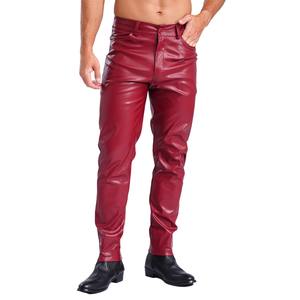 Men's Stylish Faux Leather Pants Pockets Halloween Costume <b>Tights</b> Leggings Music Party Clothing Smooth Lining Straight Canvas - Product Image 1