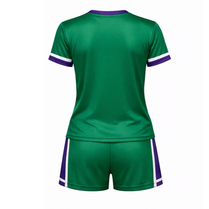 Uniforme de Voleibol Verde de Alto Rendimiento para Mujer, Conjunto de Jersey de Manga Corta con Contraste Morado, Sublimación, Ropa Deportiva de Equipo - Product Image 2