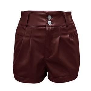 Prix de gros Short en cuir pour femme avec poches Short élégant en cuir PU taille haute doux au toucher pour un usage quotidien - Product Image 3