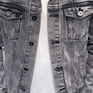 แจ็กเก็ตยีนส์เคลือบป้องกันลมของผู้ชายเสื้อแจ็คเก็ตยีนส์ซักลำลอง - Product Image 3