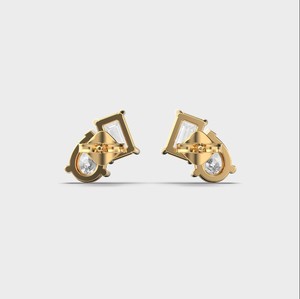 Boucles d'oreilles en diamants de laboratoire taille émeraude et forme poire, or rose/blanc/jaune 18 carats - Product Image 6