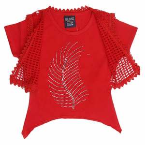 Camiseta elegante de media manga para niñas, 2 piezas - Rojo - Product Image 1