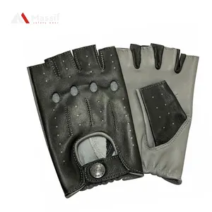 Premium Half Finger Car Driving <b>Gloves</b> Breathable Leather Grip <b>Gloves</b> for Comfortable Driving, Anti-Slip Performance & Everyday - Product Image 1