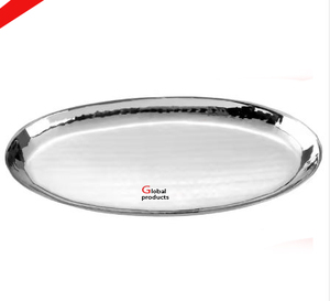 Plateau de service en acier inoxydable en métal fini argenté d'aspect brillant simple pour restaurant et bar d'hôtel - Product Image 1