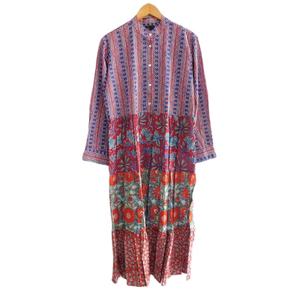 Vestido Maxi de Algodón Estampado Hecho a Mano para Mujer, Formal, de Verano, Largo hasta el Suelo, Estilo Natural, Multicolor, con Decoración de Botones Florales - Product Image 1