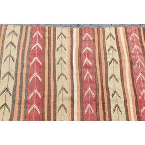 Alfombra turca de 3.2x12.5 pies, alfombra vintage, alfombra Kilim con motivos de plantas y árboles rojos. - Product Image 4