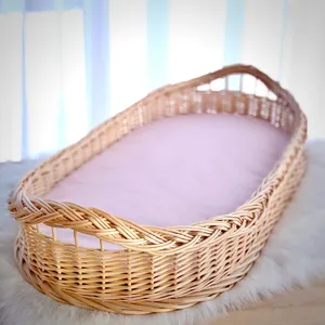 Recién llegado, cesta de mimbre tejida a mano para bebé, cesta de cambiador de pañales orgánicos para recién nacido, guardería de fábrica de Vietnam - Product Image 5