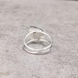 Bague pour femme en pierre de lune arc-en-ciel naturelle, pierre de naissance de juin, double bande, bijoux faits à la main, bague en argent sterling 925 - Product Image 6