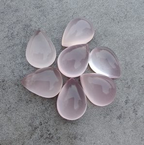 100% Natural blanco rosa cuarzo lágrima forma de pera cabujón 3A + CALIDAD parte posterior plana calibrado Rosa piedras preciosas sueltas para joyería - Product Image 3