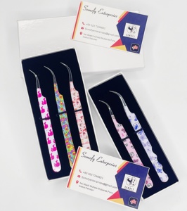 Professionnel 5 pièces ensemble outil applicateur de cils haute qualité personnalisé privé degrés incurvés fibre pointe cils Extension pince à épiler - Product Image 4