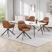 Lot de 6 chaises de salle à manger pivotantes en similicuir marron accoudoirs chaise rembourrée chaise de cuisine rotative