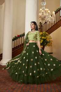 El último diseñador de Fab Zone, secuencia de bordado de red de mariposas, trabajo Lehenga Choli, hilo de seda alto, Sari para fiestas, incluye Salwar - Product Image 4