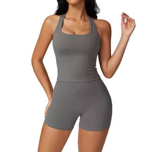 Conjunto de 2 piezas de ropa deportiva personalizada para mujer, gimnasio, deportes, Fitness, camisetas sin mangas, mallas de Yoga, conjuntos de entrenamiento físico para mujer - Product Image 3