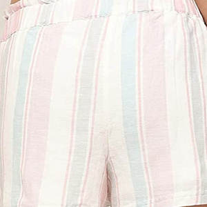 Shorts d'été décontractés pour femmes en coton et lin à taille haute, rayés, avec cordon de serrage, coupe ample, pour la plage, avec poches, vente en gros - Product Image 6