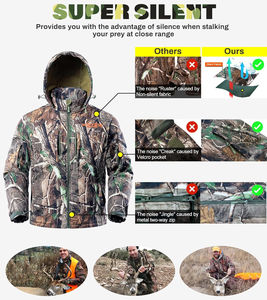 Veste de chasse pour homme, camouflage chaud avec capuche, doublure en polaire, silencieuse, résistante à l'eau, optimale pour la chasse en plein air - Product Image 5