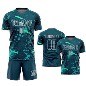 Tenue de football respirante 100% polyester pour homme, kit de sport à manches courtes conçu pour l'entraînement quotidien au football, terrain scolaire - Product Image 5