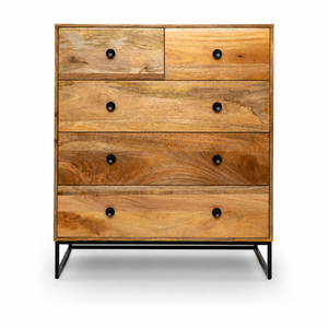 Buffet traditionnel élégant en bois de manguier massif Bella Akku Art CB-114, style shaker, pour salon ou chambre, personnalisable, avec rangement, finition antique - Product Image 4