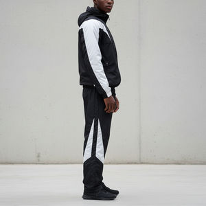 Survêtement surdimensionné OEM veste et pantalon amples en nylon survêtements deux tons avec logo personnalisé survêtements de jogging à blocs de couleurs ensemble de 2 pièces - Product Image 2