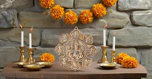 Modern Design Metal Ashtvinayak Statue Vertical Wall Hanging Idol for Diwali Festivities <b>Mandir</b> Wall Door Decor for Gift Giving - Product Image 3