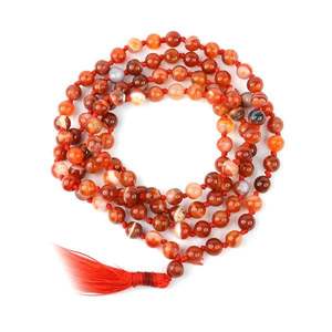 Alta calidad rojo cornalina cristal anudado Mala 108 cuentas hechas a mano piedras preciosas Mala oración 8mm cuentas collar meditación espiritual - Product Image 1