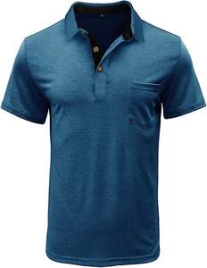 Polos athlétiques à manches courtes pour hommes Chemises de golf décontractées évacuant l'humidité T-shirt à col uni avec logo personnalisé pour hommes - Product Image 5