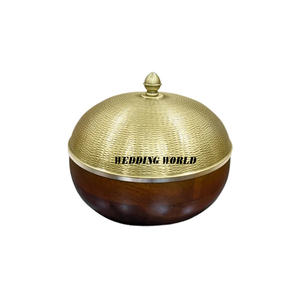 Walnut Finished Wooden <b>Food</b> <b>Warmer</b> Round Shape Tabletop Casserole Latest Arrival Designer Wooden Hotpot - Product Image 2