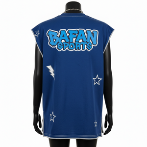 Camiseta sin Mangas para Mujer, Estilo Urbano, Tela de Poliéster Suave de Primera Calidad, Estilo con Paneles Laterales en Tono Azul, Logotipo Personalizado, Camisetas de Algodón para Mujer - Product Image 2