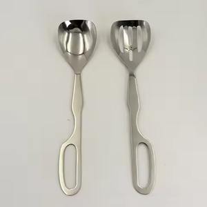 Ensemble de 2 cuillères à salade en acier inoxydable, multifonctionnelles, légères, cuillère et fourchette - Product Image 1