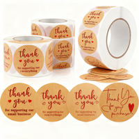 Autocollant rond en papier kraft brun personnalisé, autocollant adhésif de 2 pouces, autocollant de remerciement en rouleau pour emballage cadeau, petite entreprise