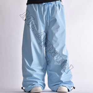 กางเกงแนวสตรีทฮิปฮอปผู้ชาย, กางเกงเอวยางยืดสีทึบกันน้ำกันลมบางๆกันหิมะกางเกงทรงหลวมสำหรับเล่นสกีสไตล์ฮิปสเตอร์ - Product Image 3