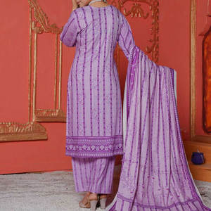 Nueva colección de moda, traje de lino granate de 3 piezas sin costuras, Salwar Kameez de seda estampada para mujer - Product Image 6