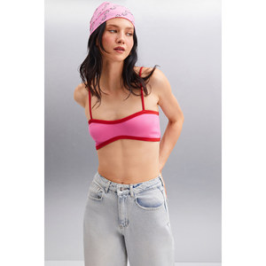ETHIQUET ROSALINDA Bustier de tela elástica acanalada con ribetes en contraste para mujer - Product Image 6
