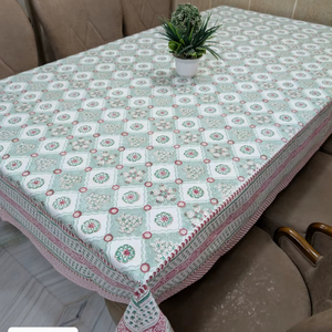 Nappe élégante en 100% coton imprimée à la main, motif floral, artisanal traditionnel, fait à la main, couverture de table élégante - Product Image 1