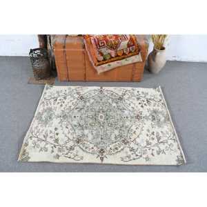พรมตุรกีโบราณขนาดเล็ก 3.1x4.2 ฟุต สีเขียว-น้ำตาล ลายอิคัต - Product Image 3