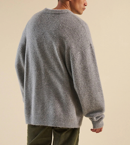 Pull en mohair tricoté moelleux sur mesure, prix abordable, poids lourd, chaud, col rond, couleur unie, pull pour homme - Product Image 4