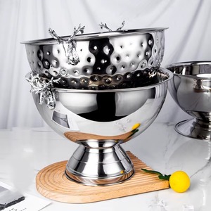 Seau à glace à finition martelée, refroidisseur à vin vintage, refroidisseur à bière en acier inoxydable pour bar, restaurant, fête à domicile - Product Image 3