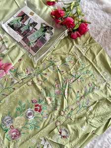 Conjunto de traje Jamavar tejido Salwar para mujer, de rayón chal de Material, estola Kurti Lehenga Choli, vestido indio y pakistaní para mujer en India - Product Image 2