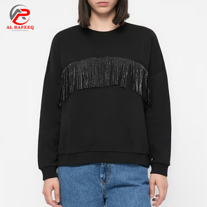 Haute qualité femmes sweat strass frange décontracté noir sweat personnalisé à manches longues Denim jean veste femmes - Product Image 2