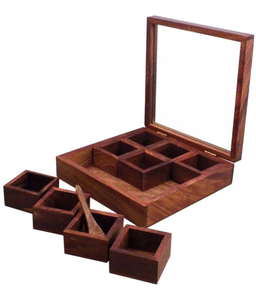Caja de madera de alta calidad para especias, contenedor con cuchara en caja de madera, conjunto para cocina, Hotel, restaurante, fábrica directa - Product Image 5