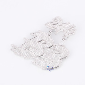 Pendentif en or blanc 14 carats de haute qualité, serti de diamants de laboratoire, style hip-hop, bijoux élégants pour homme ou femme - Product Image 5