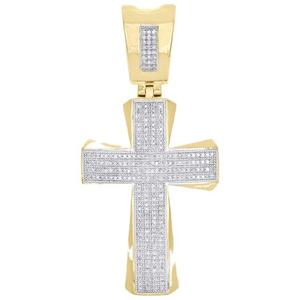 Elegante Colgante de Cruz con Moissanita Estilo Hip Hop, Chapado en Oro de 14K sobre Plata de Ley 925, Diseño Ancho, Colgantes Unisex - Product Image 3