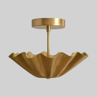 Plafonnier élégant de style mi-siècle, finition or antique, style Sputnik, montage encastré, luminaire suspendu LED rétro moderne, à intensité variable pour la maison