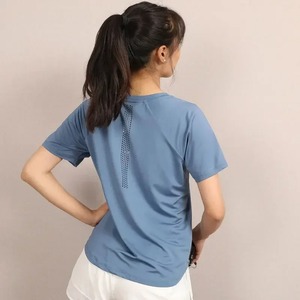 Vente en gros personnalisé 100% polyester femmes Gym Run séchage rapide T-Shirt grande taille coton/fibre de bambou blanc uni débardeurs Jersey - Product Image 3