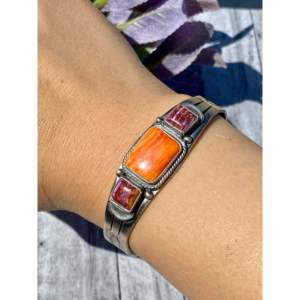 Sheila Tso's Fashion <b>Cuff</b> <b>Bracelet</b> Spiny Oyster & Purple Spiny Sterling <b>Silver</b> - Product Image 2