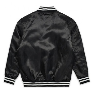 Best Quality Fashion Bulk Bomber Silk Satin <b>Stand</b> Collar Embroidery Front Logo Super Unisex Custom Baseball Varsity Jacket - Product Image 3