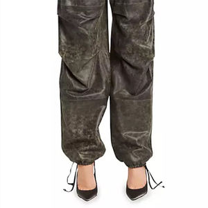 Pantalones de Mujer de Cuero con Botones Ajustables, Estilo Holgado de Alto Rendimiento, Nuevo Estilo Moderno, Pantalones de Cuero - Product Image 5